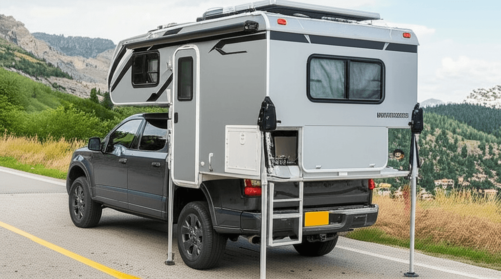 Generate a high-quality, relevant image prompt for an article about: Camper For 5.5 Truck Bed: Essen