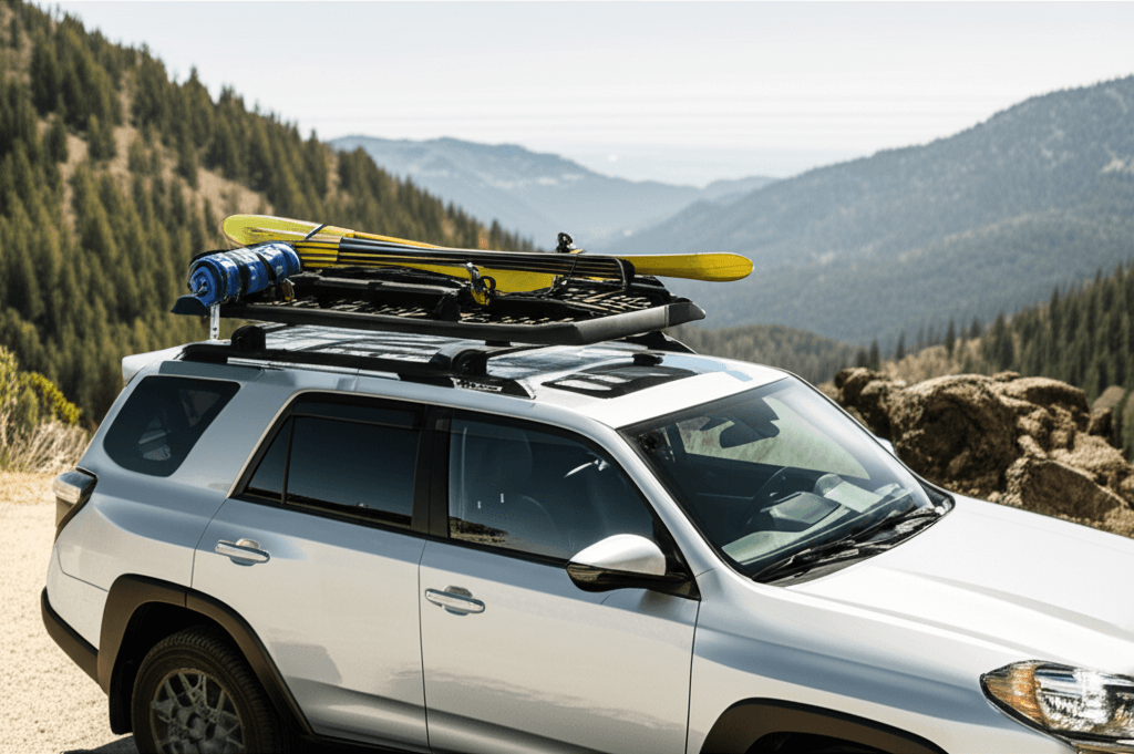 Generate a high-quality, relevant image prompt for an article about: Roof Racks and Accessories: Ess