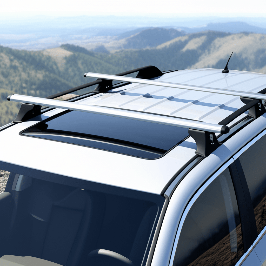 Generate a high-quality, relevant image prompt for an article about: Roof Rack and Crossbar: Essenti