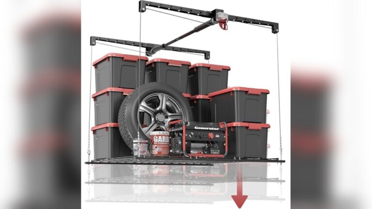 Drop-Down Garage Storage for 12-Foot Ceilings