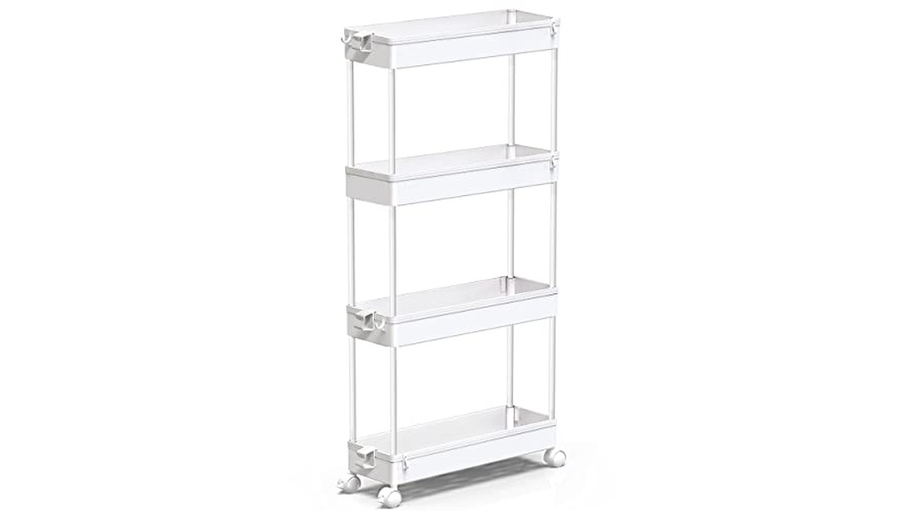 Narrow Sliding Storage Organizer Rack: Maximize Space with Slim Rolling Carts