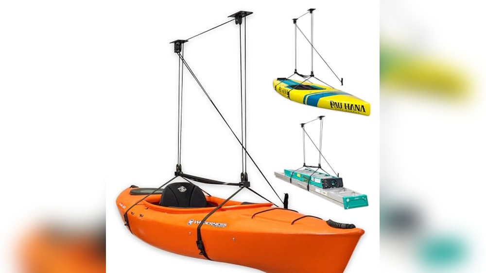 Ceiling Paddle Board Storage Rack With Pulley: Maximize Garage Space Easily