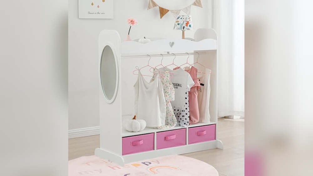 Kids Clothing Rack With Mirror: Stylish Storage for Playroom Organization