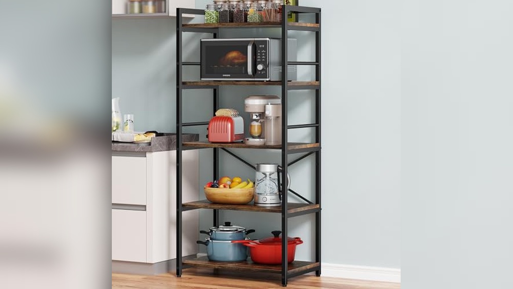 5 Tier Kitchen Bakers Rack With Microwave Stand for Organized Storage