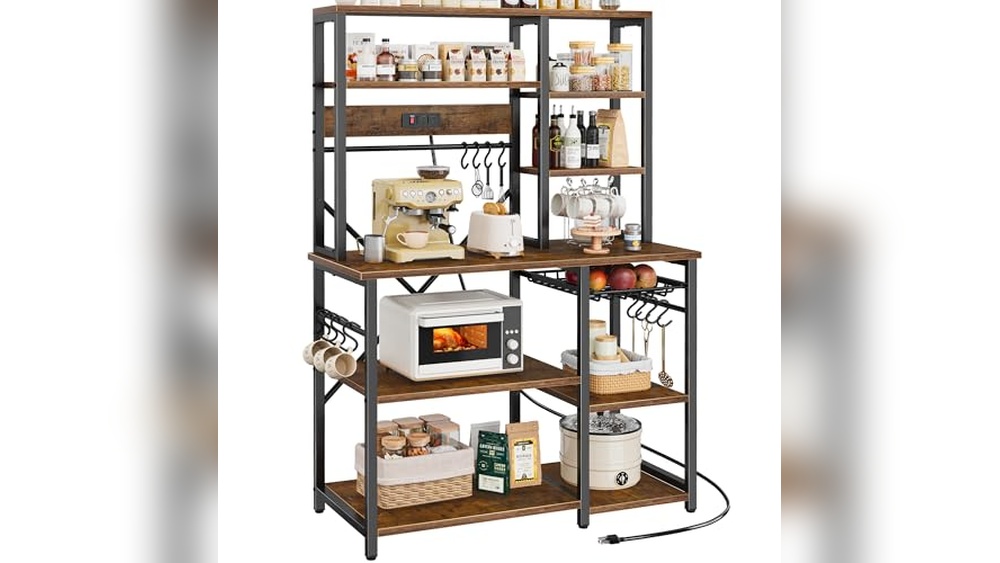 Bakers Rack With Power Outlet: Stylish Kitchen Storage and Coffee Bar Solution