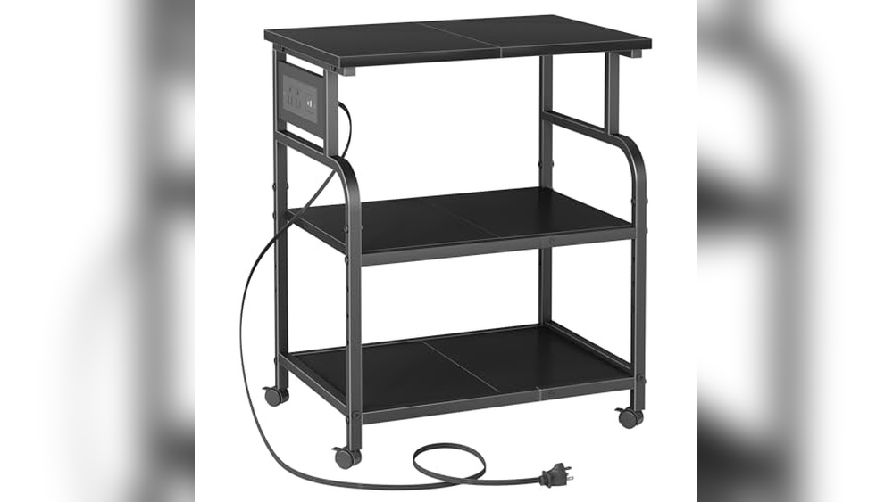 Mobile Printer Rack: Top Rolling Stands with Power Outlets and Storage