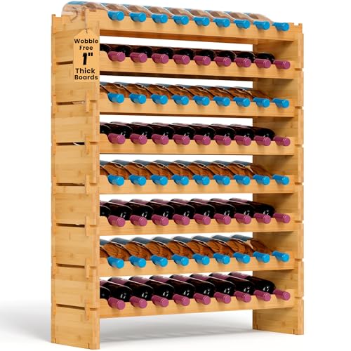 Best wine rack on Amazon 2026 — NutriChef 72 Bottle Wine Rack Stackable Bamboo Fre