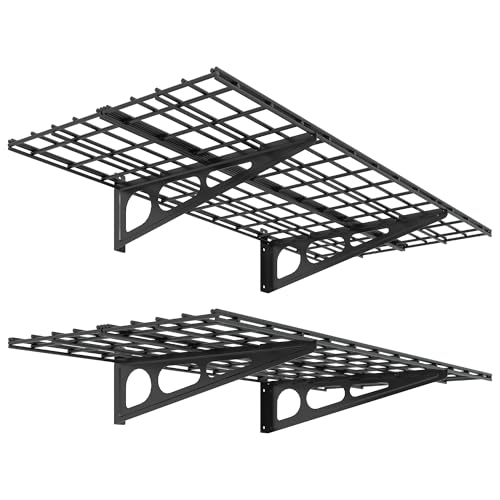 FLEXIMOUNTS 2-Pack 2x4ft 24-inch-by-48-inch Wall Shelf Ga... 600 lbs Total Capacity: Our garage wall shelving i