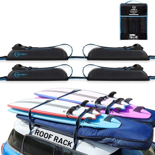 Hang 11 Surfboard Roof Rack - Soft Padded Surfboard Rack ... 🏄‍♂️ SECURE TRANSPORT - Keep up to 6 surfboards pe