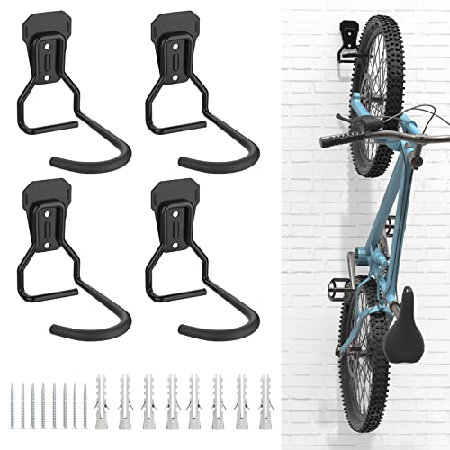 Housolution Bike Wall Mount with Fixed Hook, [4 Pack] Hea... 🛵 Heavy Duty Bike Rack: Made of strong iron materi