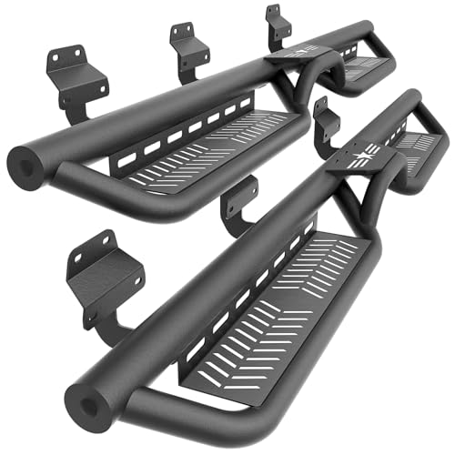 SOENBOO Running Board Side Steps SuperCrew Cab Compatible... 【Compatibility】: Two Stairs Design Drop Running Bo