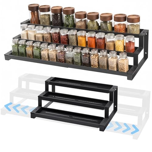 3-Tier Spice Rack Organizer for Kitchen Cabinet or Pantry... 【3-Tiered & Expandable Large Spice Rack】This spice