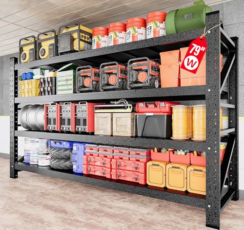 6000LBS Heavy Duty Garage Shelving Units,79" Wide & Deep ... 【WIDER & THICKER Uprights and Beams than standard】