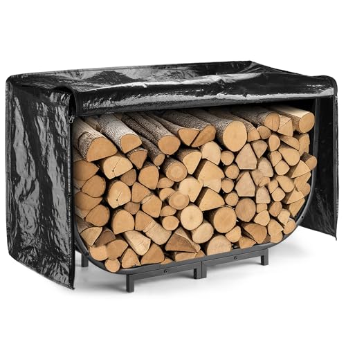 facka 40 Inch Firewood Rack Outdoor with Cover, Metal Woo... 40 Inch Firewood Rack Holder with Cover: This fire