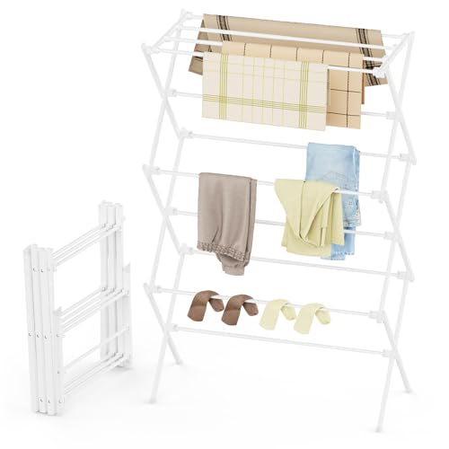 FILROUG Drying Rack Clothing, 3-Tier Clothes Drying Rack ... 【Folding Design】This drying rack features a foldab