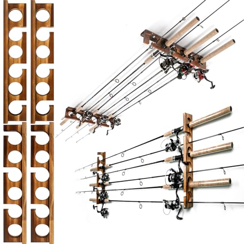 Ghosthorn Holds Up to 12 Rods Fishing Pole Rod Racks Wall... 【2 Sets Store 12 Rods or Combos】Ghosthorn Rod Rack