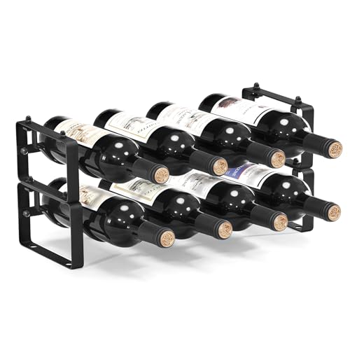 ICOHOT Stackable Wine Rack Countertop, Sturdy Wine Bottle... KEEP YOUR WINE FRESH: The specially designed wavy