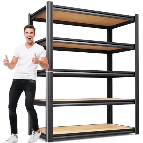 JOJUOU 71"H x 35"W Heavy Duty Garage Shelving, 5-Tier Adj... 【2050LBS Heavy Duty Strength for Real Storage Need