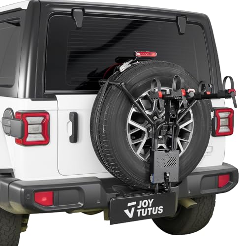JOYTUTUS Spare Tire Bike Rack for 2 Bikes, Fits 25.5"-37"... Perfect Fit for 25.5"-37" Spare Tires: Fits spare