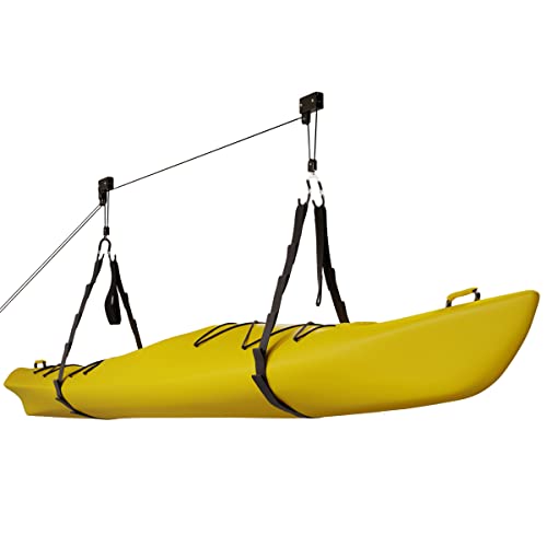 Kayak Storage Hoist - Overhead Pulley System with 125lb C... KAYAK HOIST - The kayak hoist pulley system easily