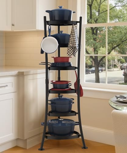 KES 264 Lbs Capacity Freestanding Pot Rack, 6-Tier Cast I... Build A True Cookware Tower: 6 roomy tiers and 6 s