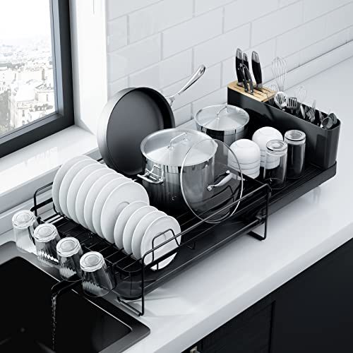 Kitsure Large Dish Drying Rack - Extendable Dish Rack, Mu... EXTENDABLE RACK: Kitsure kitchen dish drying rack