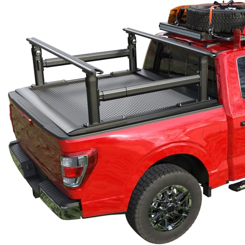 Ladder Rack for Truck Compatible with T-Slot Tonneau Cove... ADJUSTABLE HEIGHT & LENGTH: Ladder rack easily adj