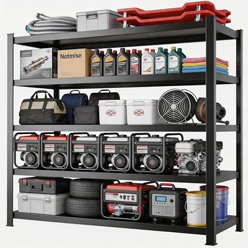 Notmise Metal Garage Shelving 5-Tier Adjustable Shelves H... 【Heavy-Duty Construction】Our Garage Shelving is bu