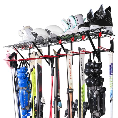 PLKOW Wall-Mounted Ski Rack, Skis Storage Rack for Garage... 【Multifunctional Ski Rack Wall Mount】 This ski rac