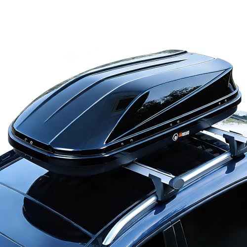 Rooftop Cargo Box Carrier, 17 Cu ft Hard Shell Rooftop Ca... Secure Travel Solution with Locking Rooftop Cargo