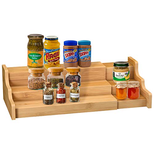 Spice Rack Kitchen Cabinet Organizer- 3 Tier Bamboo Expan... How to use: Please put the spice rack organizer ho