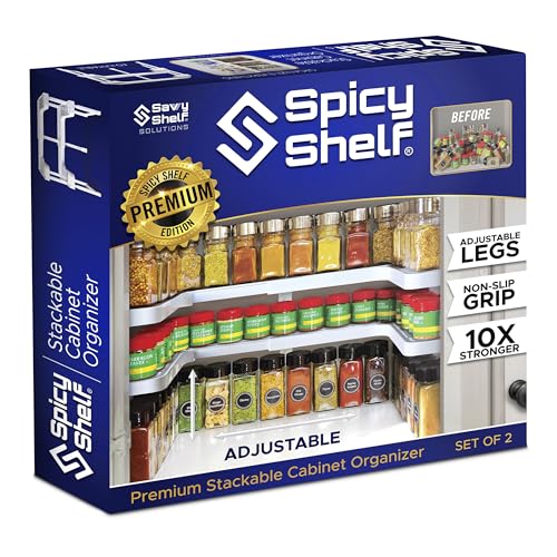 Spicy Shelf 3.0 - Expandable 2 Tiered Spice Rack Organize... Extremely Strong - New and improved Spicy Shelf Pr