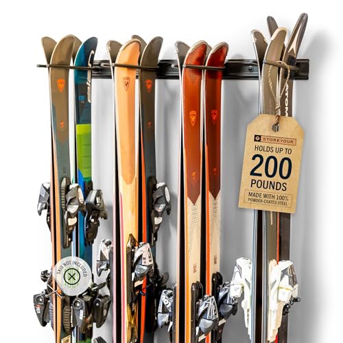 StoreYourBoard Ski Rack Wall Mount – Heavy-Duty Steel Ski... HEAVY-DUTY SKI RACK WALL MOUNT – Keep your skis or
