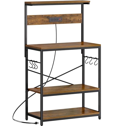 SUPERJARE Bakers Rack with Power Outlets, Microwave Stand... 【Bakers Rack with Power Outlets】Imagine brewing yo