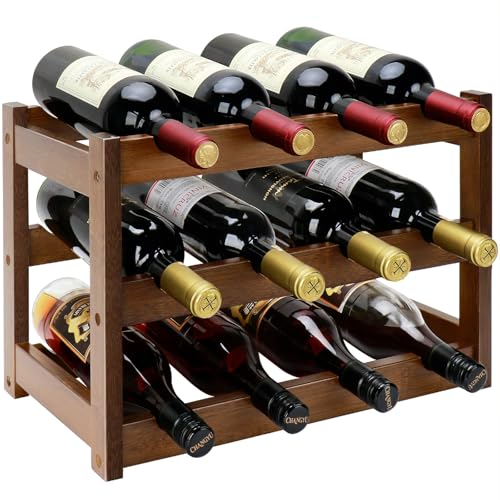 Thalomely Bamboo Wine Rack, 3-Tier 12 Bottles Wine Storag... 𝗠𝗮𝗱𝗲 𝗳𝗿𝗼𝗺 𝗙𝗦𝗖 𝗖𝗲𝗿𝘁𝗶𝗳𝗶𝗲𝗱 bamboo : Most other wooden