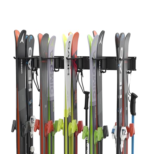 Ultrawall Ski Rack, Wall Mounted Ski Storage for Garage S... Holds 10 Pairs of Skis - This ski storage rack has