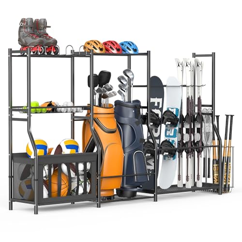 WALMANN Garage Sports Equipment Organizer Stand, Freestan... Upright Ski & Snowboard Storage: Designed to keep