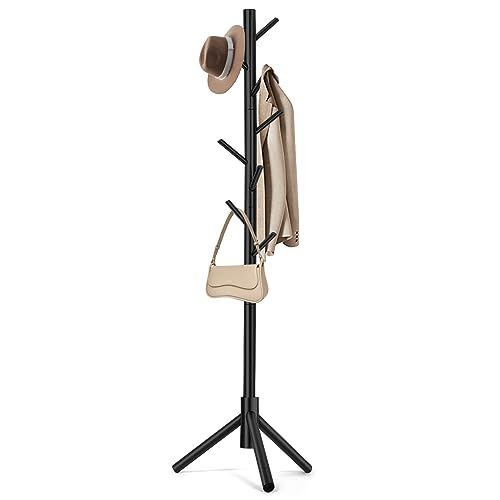 WANGMUXIA Coat Rack, Freestanding Coat Rack with 8 Hooks ... 【PREMIUM WOODEN MATERIAL】- Wangmuxia wooden coat r