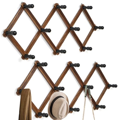 WGFKVAS 2 Pack Accordion Hat Rack for Wall - Expandable C... 【Create A Relaxing Home】- You deserve to recharge