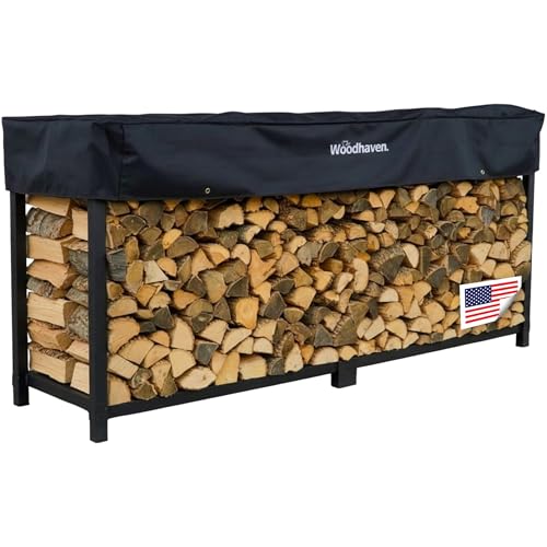 Woodhaven 8-Foot Firewood Rack – American Brand – 1/2 Cor... 𝗜𝗚𝗡𝗜𝗧𝗘 𝗧𝗛𝗘 𝗡𝗜𝗚𝗛𝗧. Keep your firewood stacked, dry,