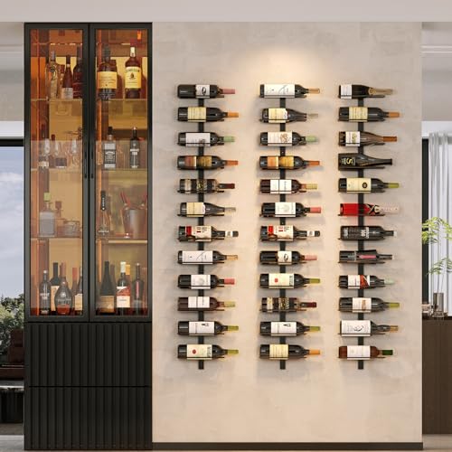 X-cosrack 36 Bottle Wall Mounted Wine Rack, Modular Hangi... 【Holds Up to 36 Bottles】- This space-saving wine w