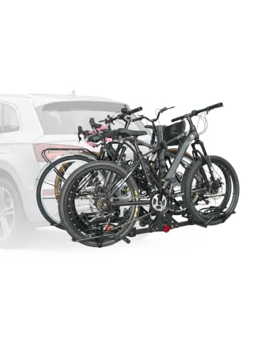 Young 4-Bike Rack Hitch Mount Platform Style Carrier for ... 👍🏻SAFE AND SECURE: Comes with soft padded hooks an