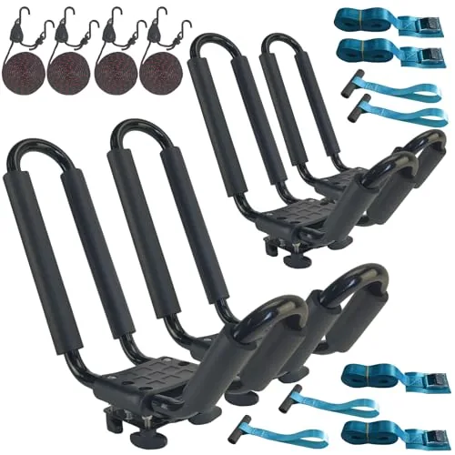 2 Pairs Heavy Duty Kayak Rack-Includes 4 Pcs Ratchet Tie-... KAYAK CAR TOP CARRIER A simple, A practical soluti