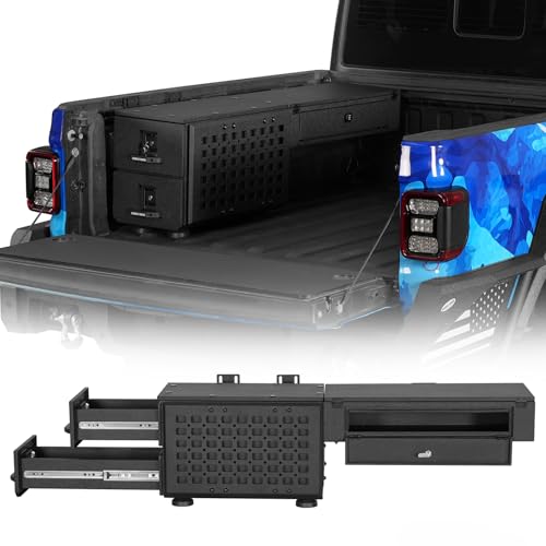 Hooke Road Truck Bed Wheel Well Tool Box and Drawer Syste... 【Application】– Hooke Road truck bed storage drawer