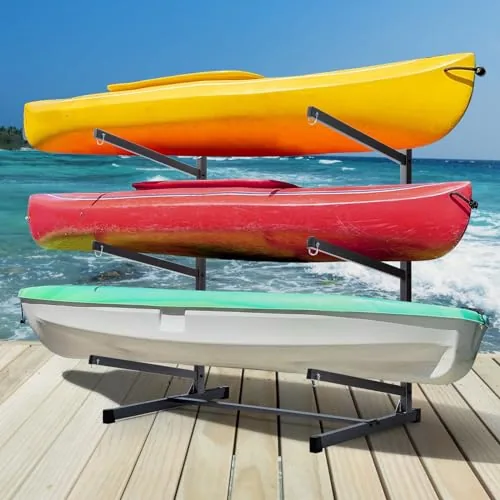 Morohope Freestanding Kayak Storage Rack Kayak Tackle Sto... KAYAK STORAGE: Organize up to 3 kayaks, canoes, st