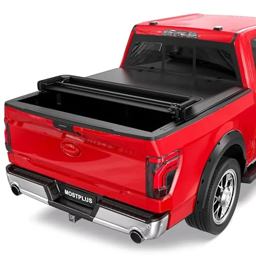 MOSTPLUS 5.5FT Quad Fold Soft Truck Bed Tonneau Cover On ... Truck bed Compatible for Ford F-150 2015 2016 2017