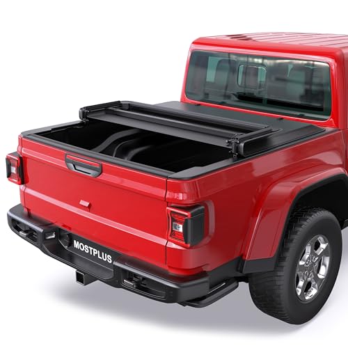 MOSTPLUS 5FT Soft Folding Truck Bed Tonneau Cover Compati... Compatible for Jeep Gladiator 2020 2021 2022 2023