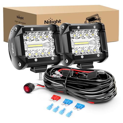Nilight LED Light Bar 2PCS 60W 4 Inch Flood Spot Combo LE... LIGHT UP YOUR ROAD: Our off road work lights Build
