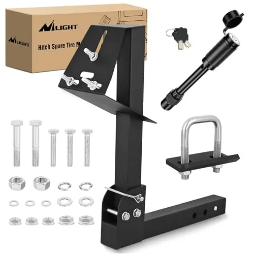 Nilight Trailer Hitch Spare Tire Carrier Adjustable Hitch... 【Easy to install】Bolt-on design,no cutting or dril