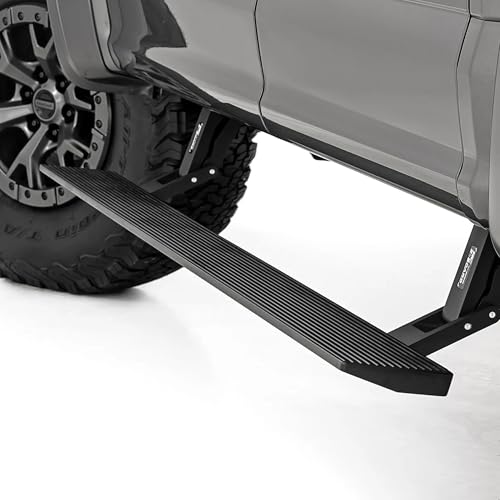 Rough Country Power Running Boards with LED Step Lights f... 6” All-Season Aluminum Design: Lightweight and cor